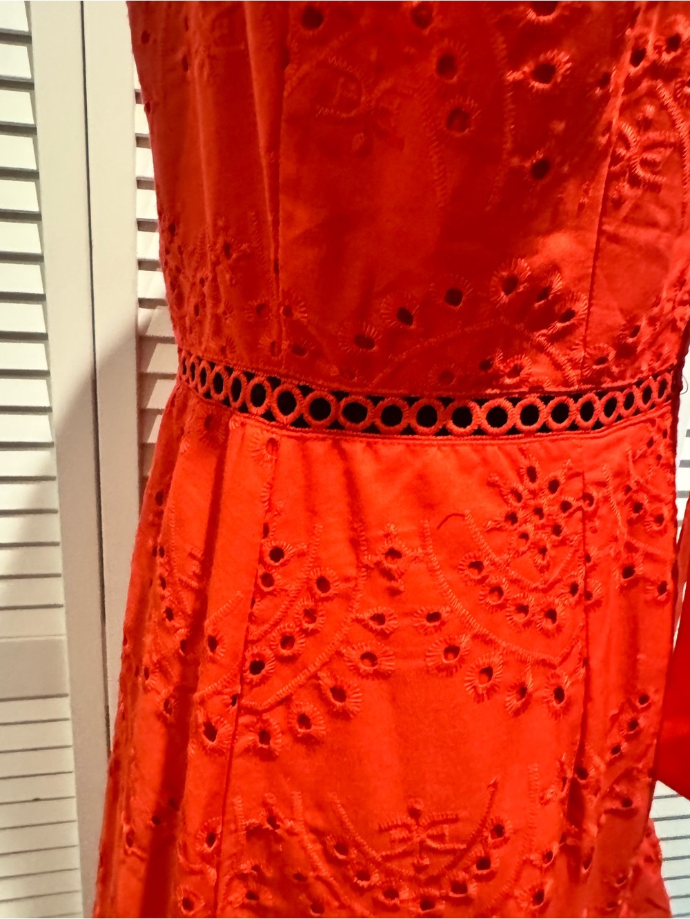 Sam Edelman Red High-Low Eyelet Ruffle Dress - Picture 3 of 6